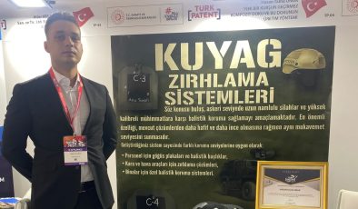 Jandarma Astsubay Hasan Talha Onuk Geliştirdiği Yeni Nesil Zırh Teknolojisini TEKNOFEST’te Tanıtıyor